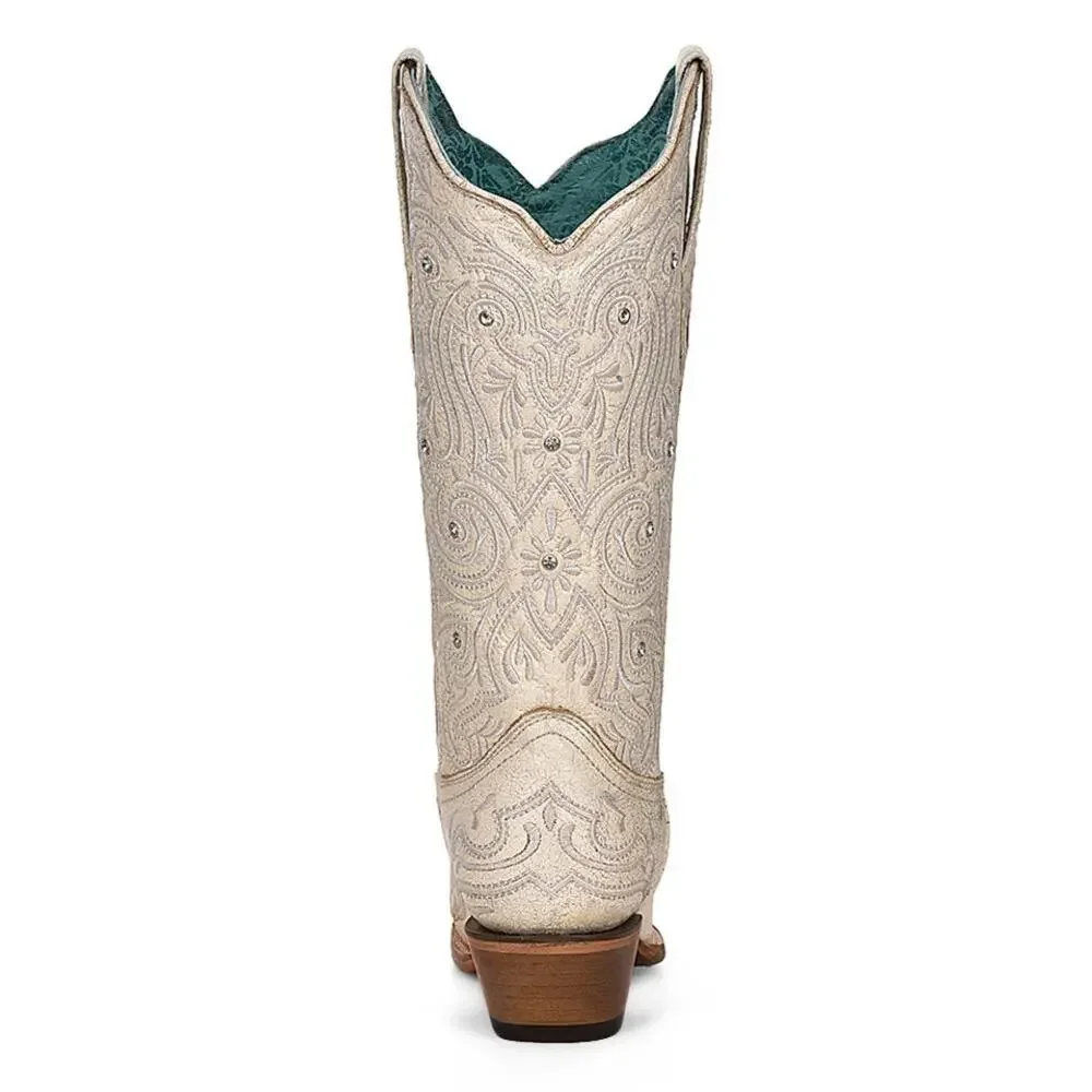 NEW‎ Corral White Crystal Embroidered Western Boots Snip Toe Cowgirl Glam 11 M
